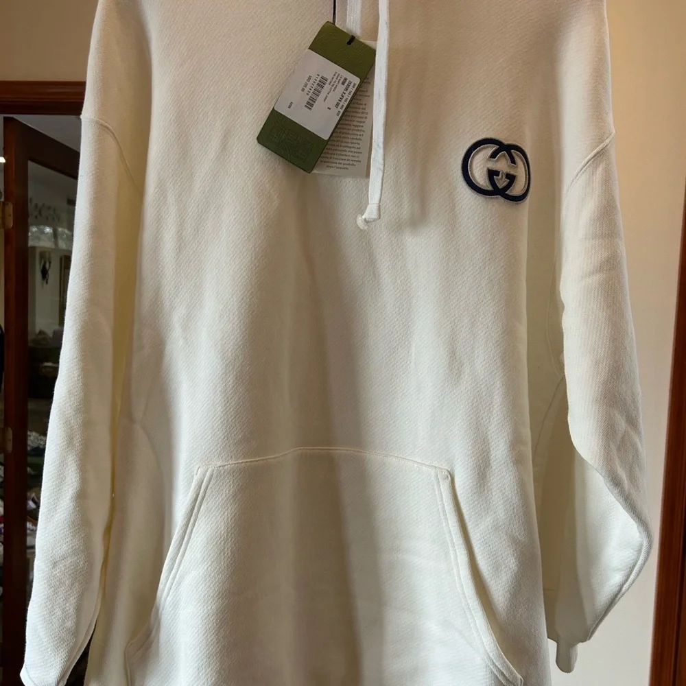 Men's Gucci interlocking G logo, oversized cotton hoodie size small fits large